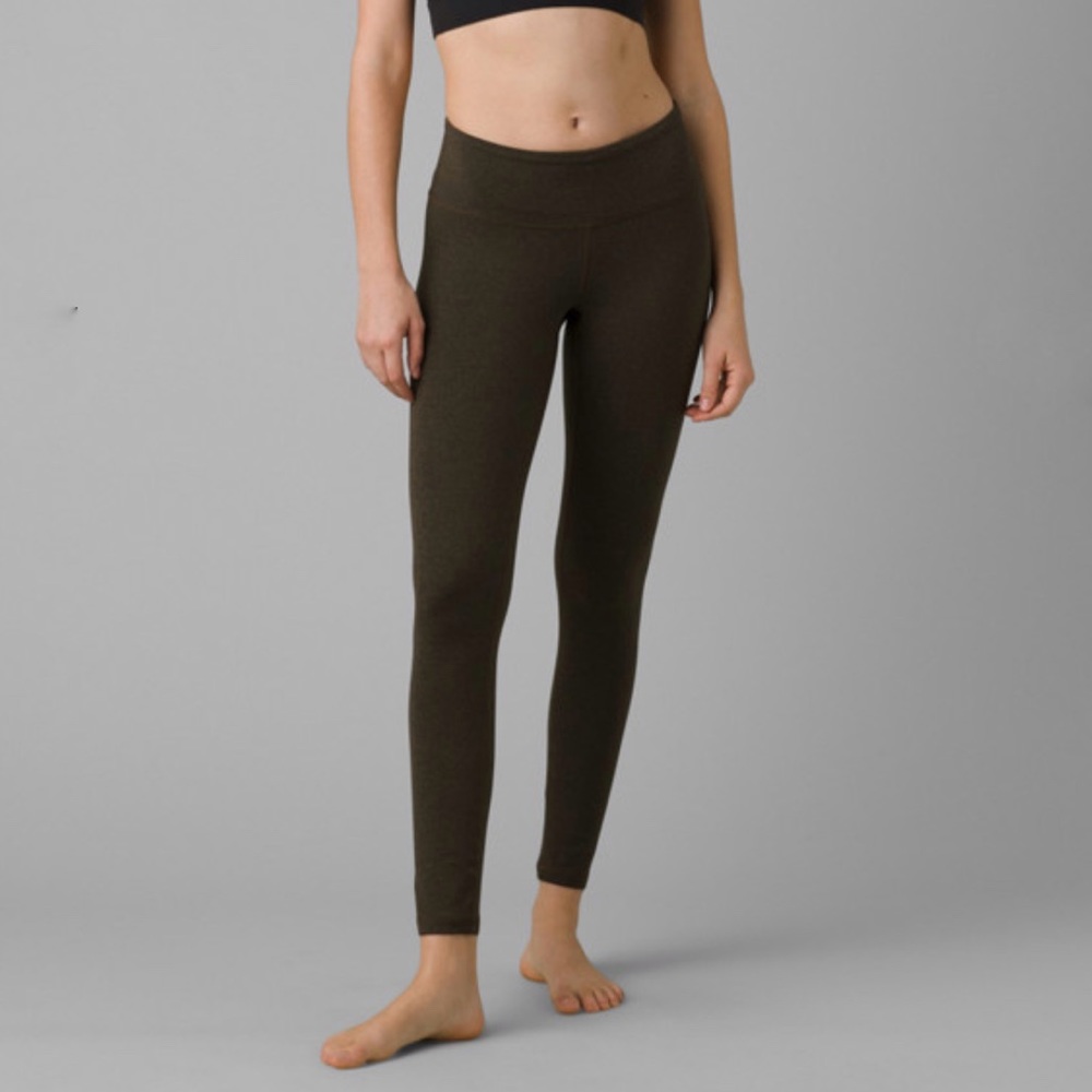 Prana Pillar Leggings Camel Heather Chakara Compression Stretch Jersey-Small